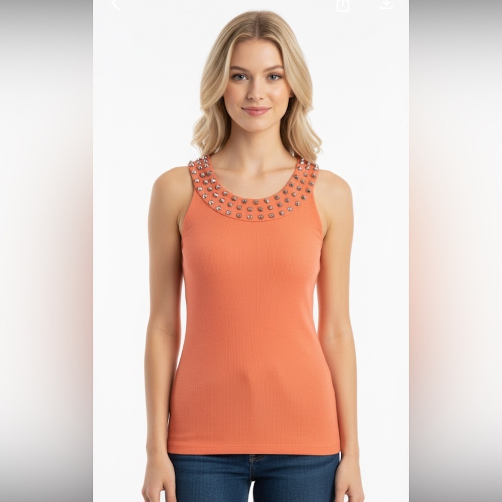 Ruby Sky salmon/peachy/coral/orange color sleeveless halter style tank top
